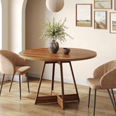 Tribesigns Ronde Eettafel voor 2-4 personen, Landelijke Stijl Tafel 100 cm, Houten Eettafel 3