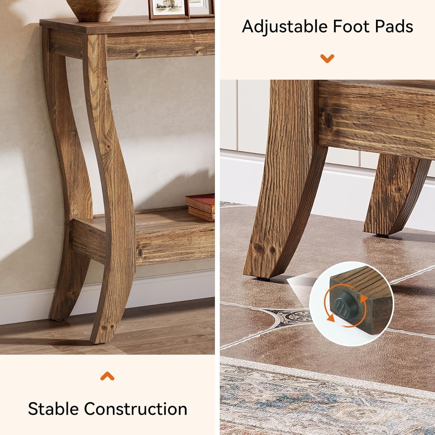 Tribesigns 105 cm houten consoletafel, 2-laags haltafel in landelijke stijl met opbergruimte