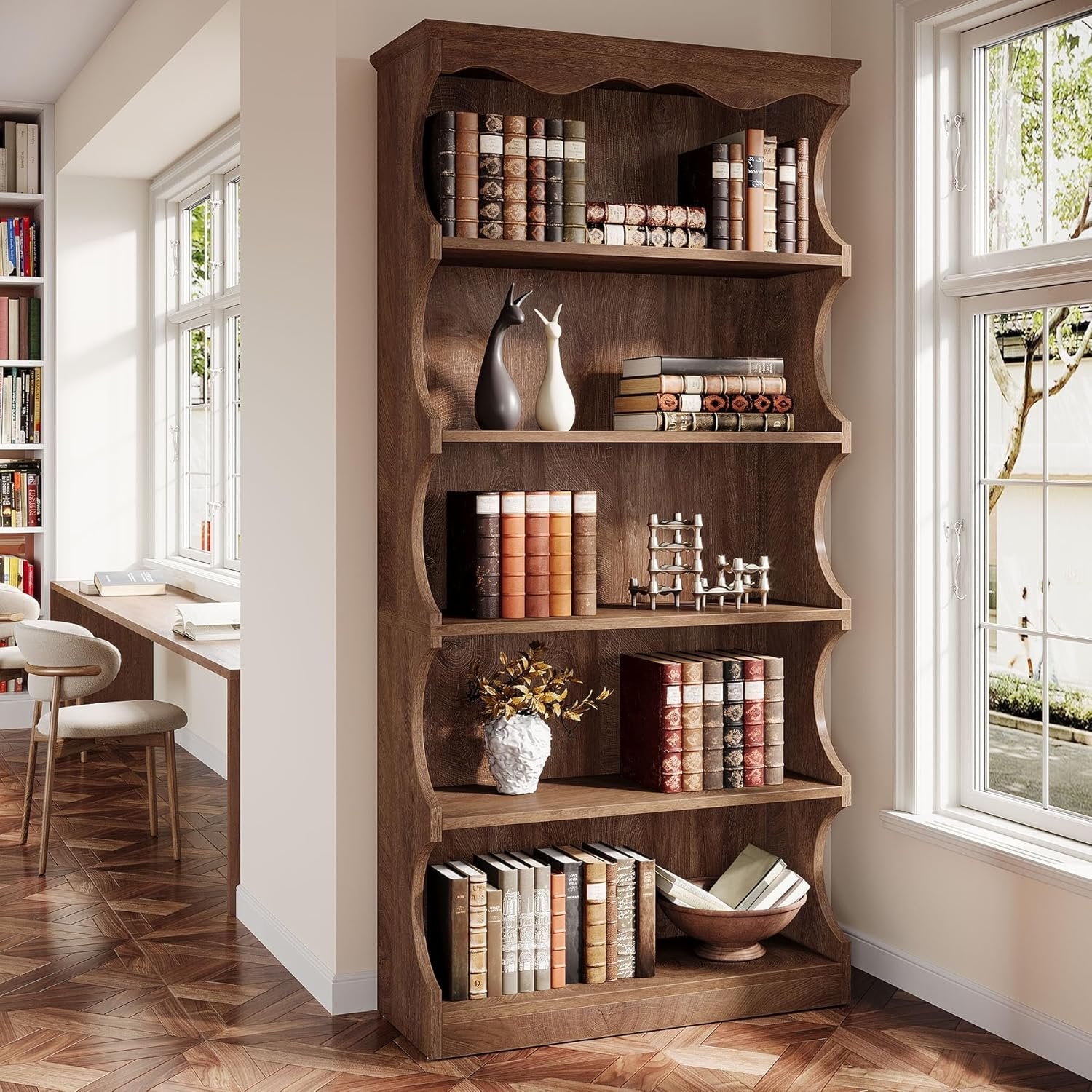 Tribesigns 6-Tier Plank, 180 cm Hoog, Vrijstaande Boekenkast met Opbergruimte