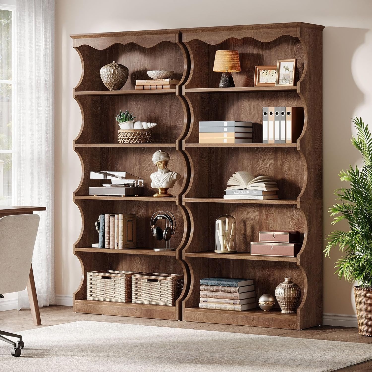 Tribesigns 6-Tier Plank, 180 cm Hoog, Vrijstaande Boekenkast met Opbergruimte