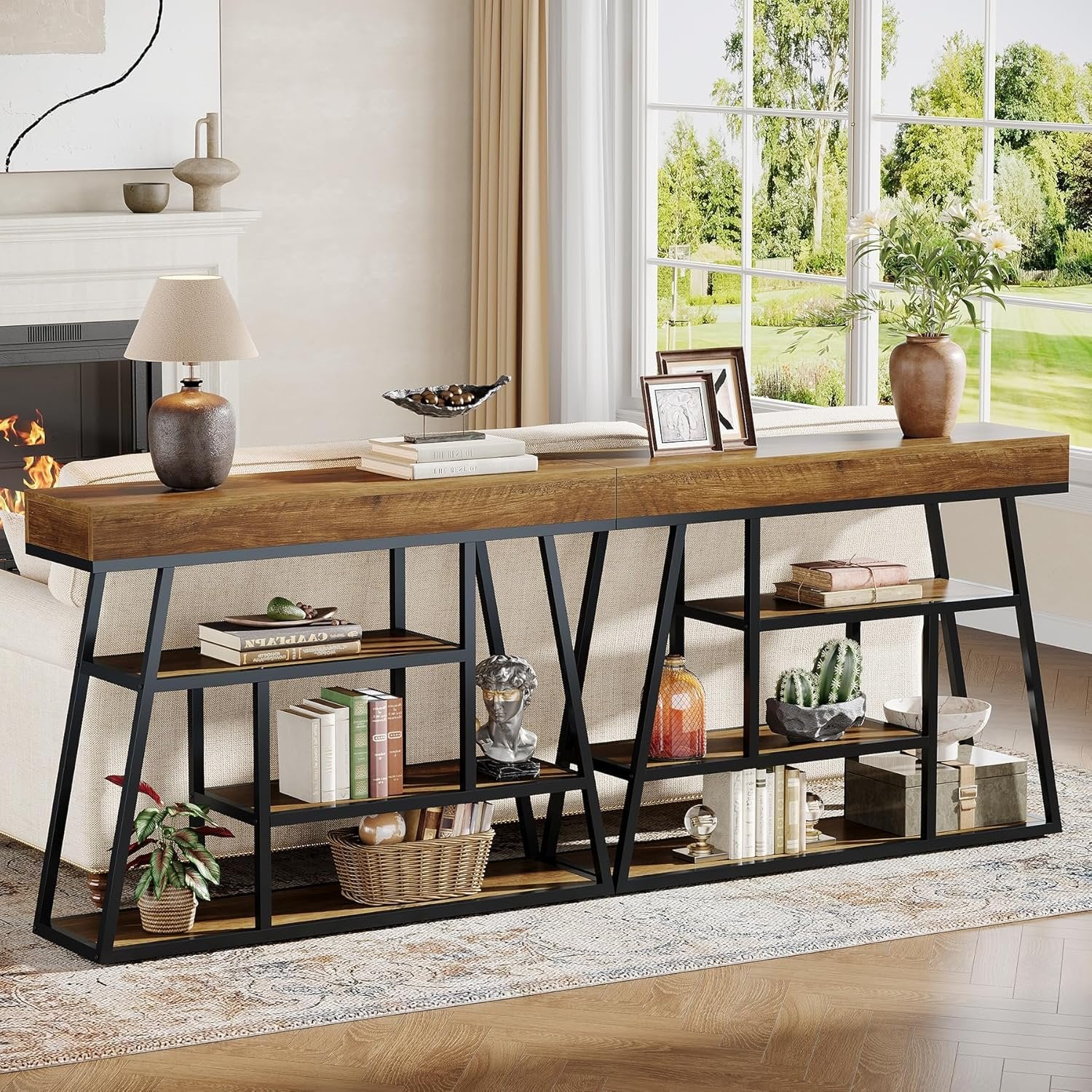 Tribesigns Smalle console, 4-laags haltafel Bijzettafel met opbergruimte