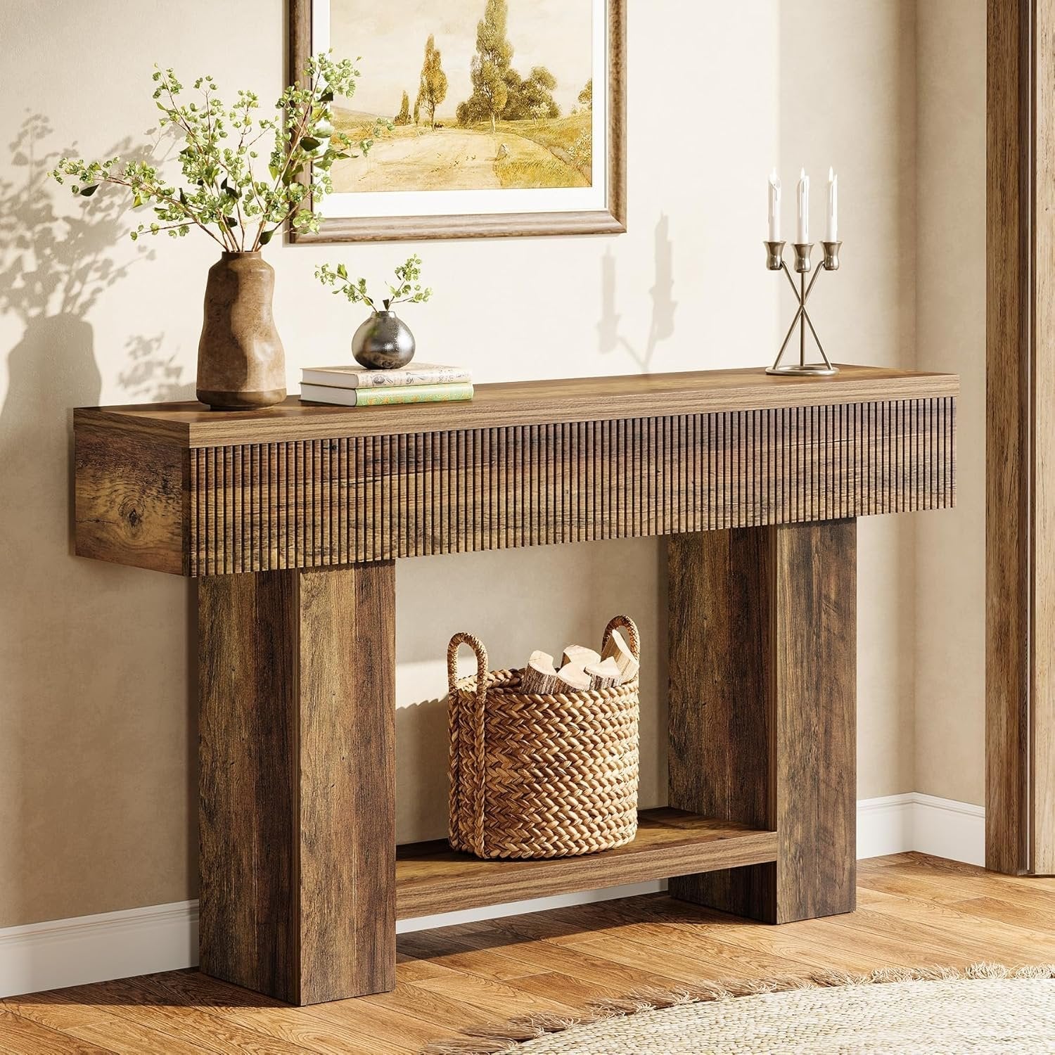 Tribesigns Console van 140 cm met opbergruimte, Sidetable in landelijke stijl