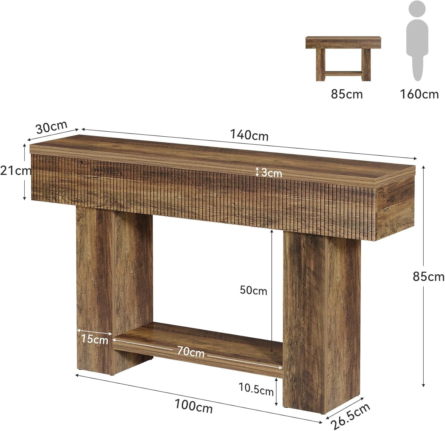 Tribesigns Console van 140 cm met opbergruimte, Sidetable in landelijke stijl