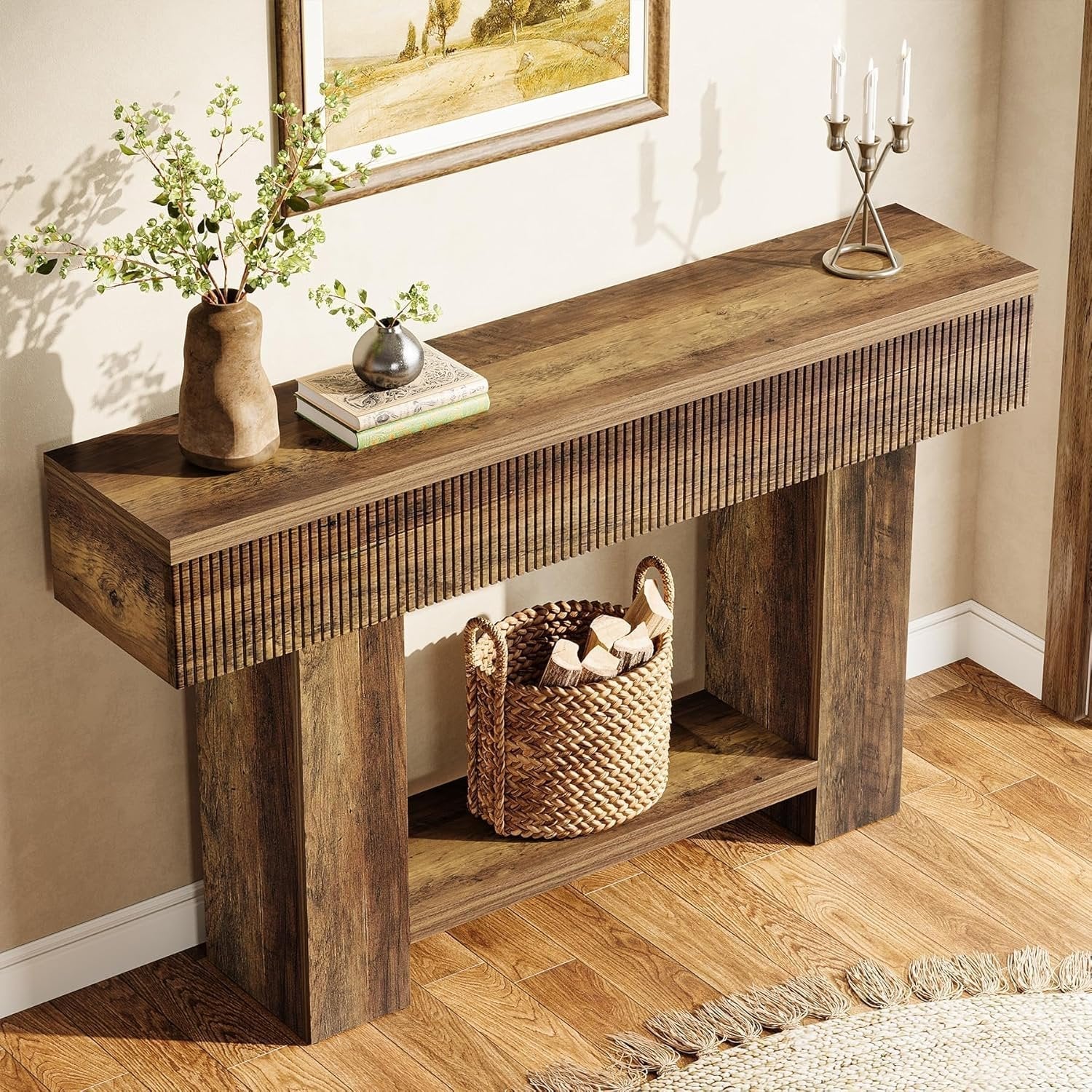Tribesigns Console van 140 cm met opbergruimte, Sidetable in landelijke stijl