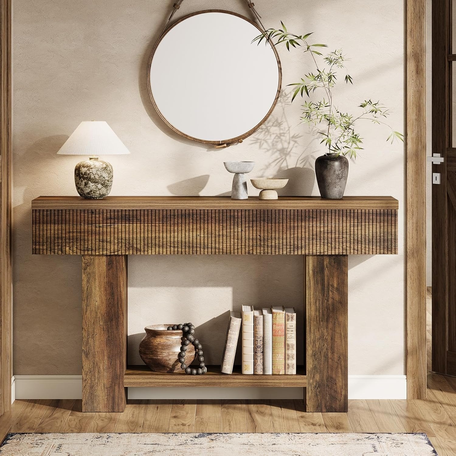 Tribesigns Console van 140 cm met opbergruimte, Sidetable in landelijke stijl