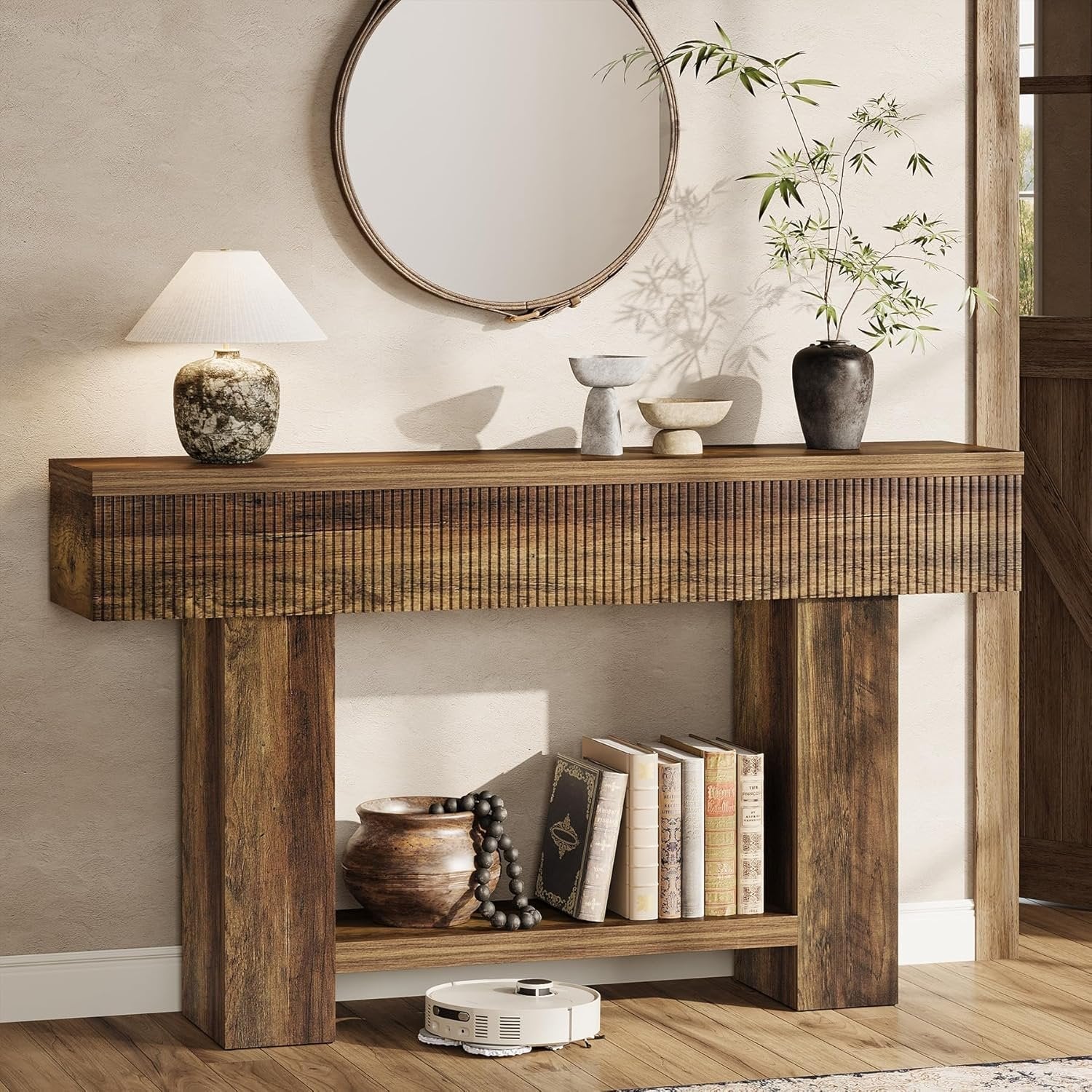 Tribesigns Console van 140 cm met opbergruimte, Sidetable in landelijke stijl