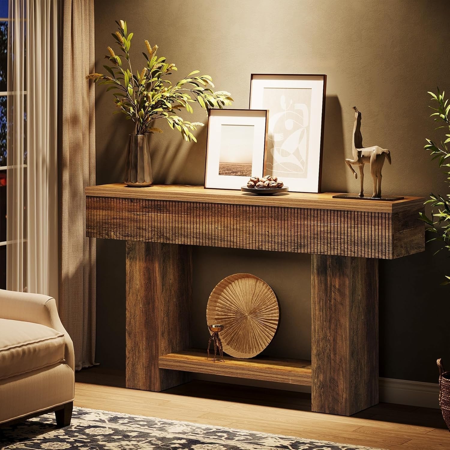 Tribesigns Console van 140 cm met opbergruimte, Sidetable in landelijke stijl
