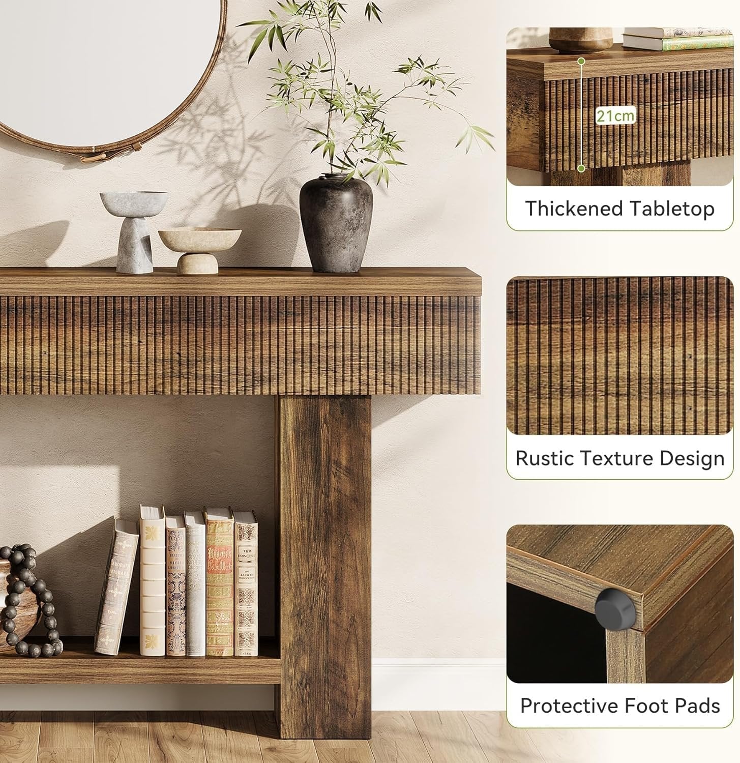 Tribesigns Console van 140 cm met opbergruimte, Sidetable in landelijke stijl