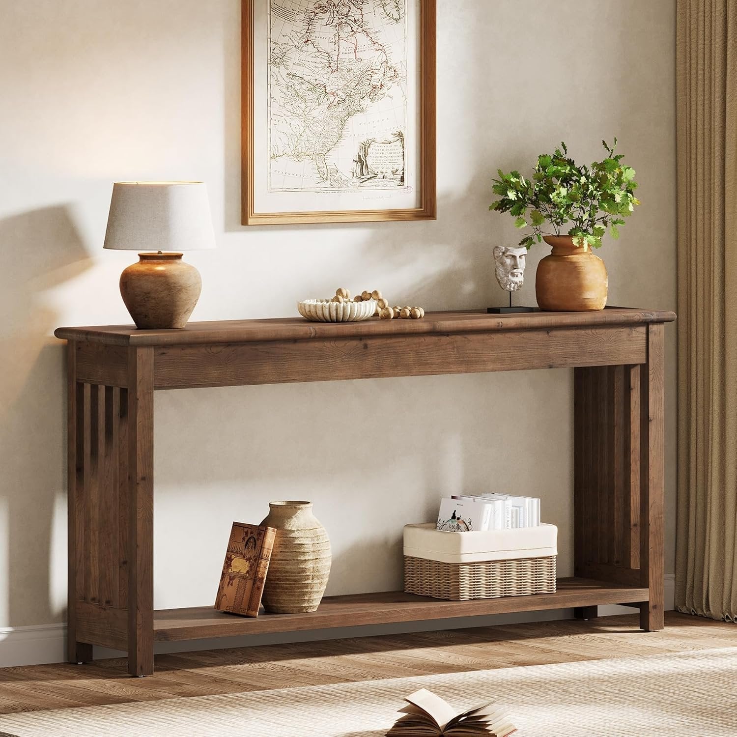 Tribesigns Console en bois massif 160 cm de long, Idéale pour une entrée ou comme table basse