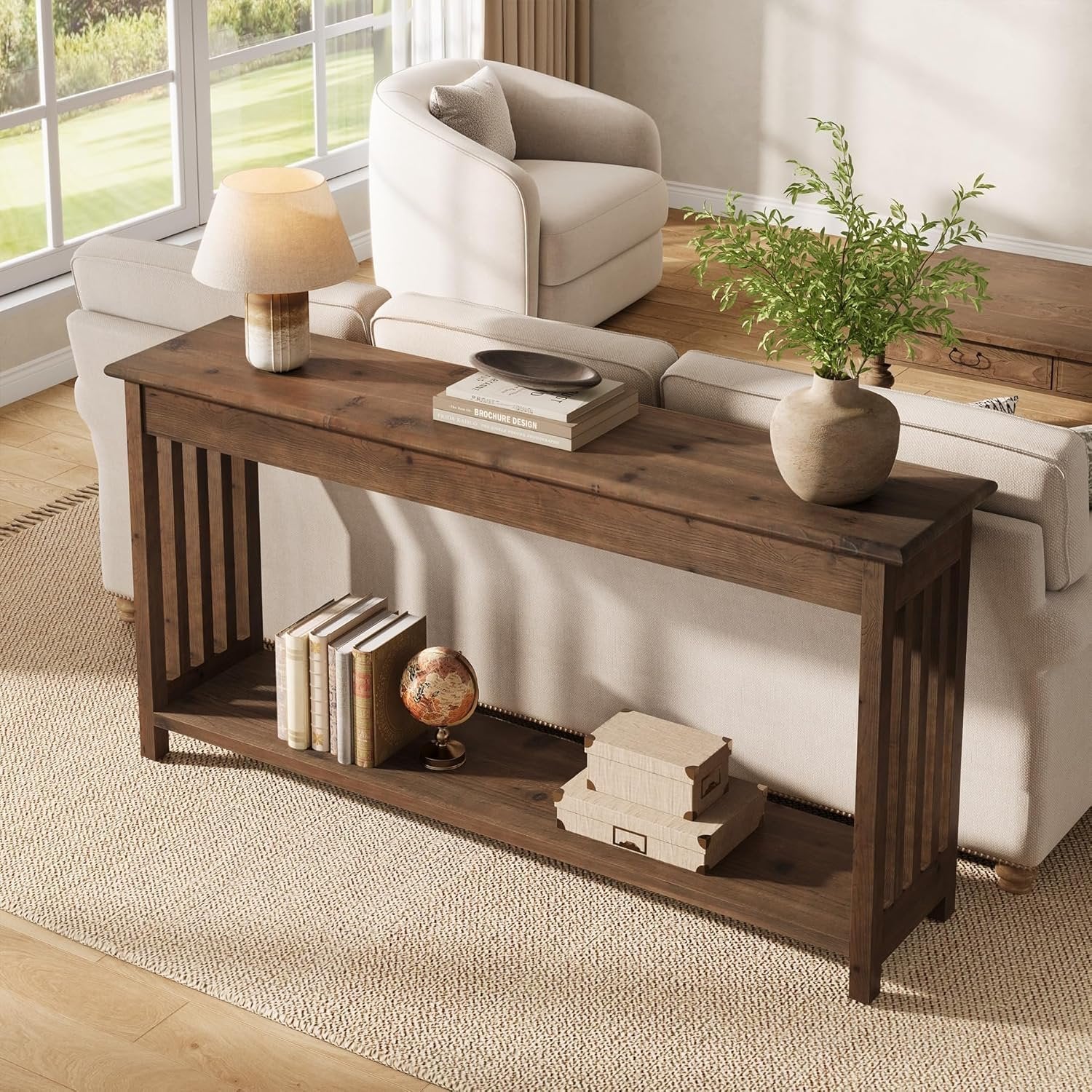 Tribesigns Console en bois massif 160 cm de long, Idéale pour une entrée ou comme table basse