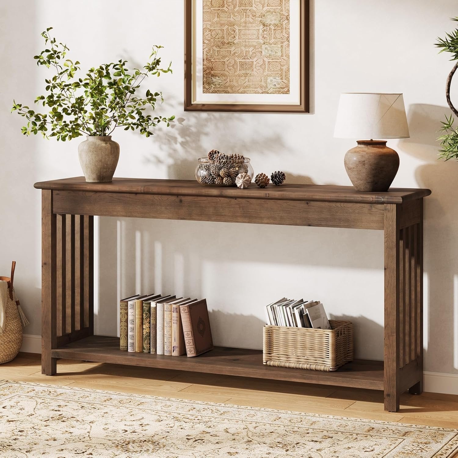 Tribesigns Console en bois massif 160 cm de long, Idéale pour une entrée ou comme table basse
