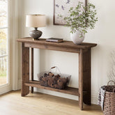 Console de 105 cm avec rangement, Table d'appoint style ferme à 2 niveaux pour salon, couloir et entrée 3