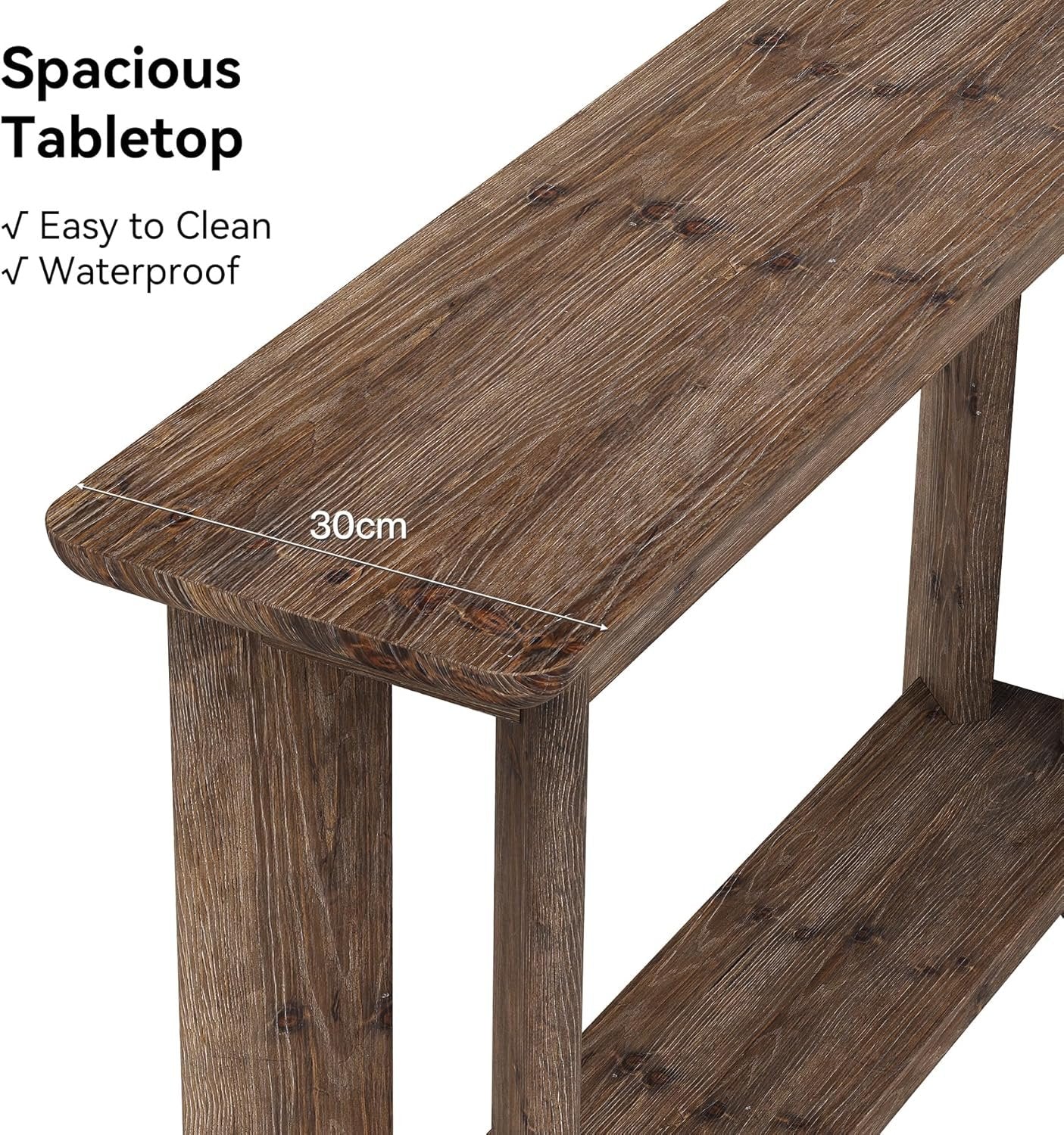 Console de 105 cm avec rangement, Table d'appoint style ferme à 2 niveaux pour salon, couloir et entrée