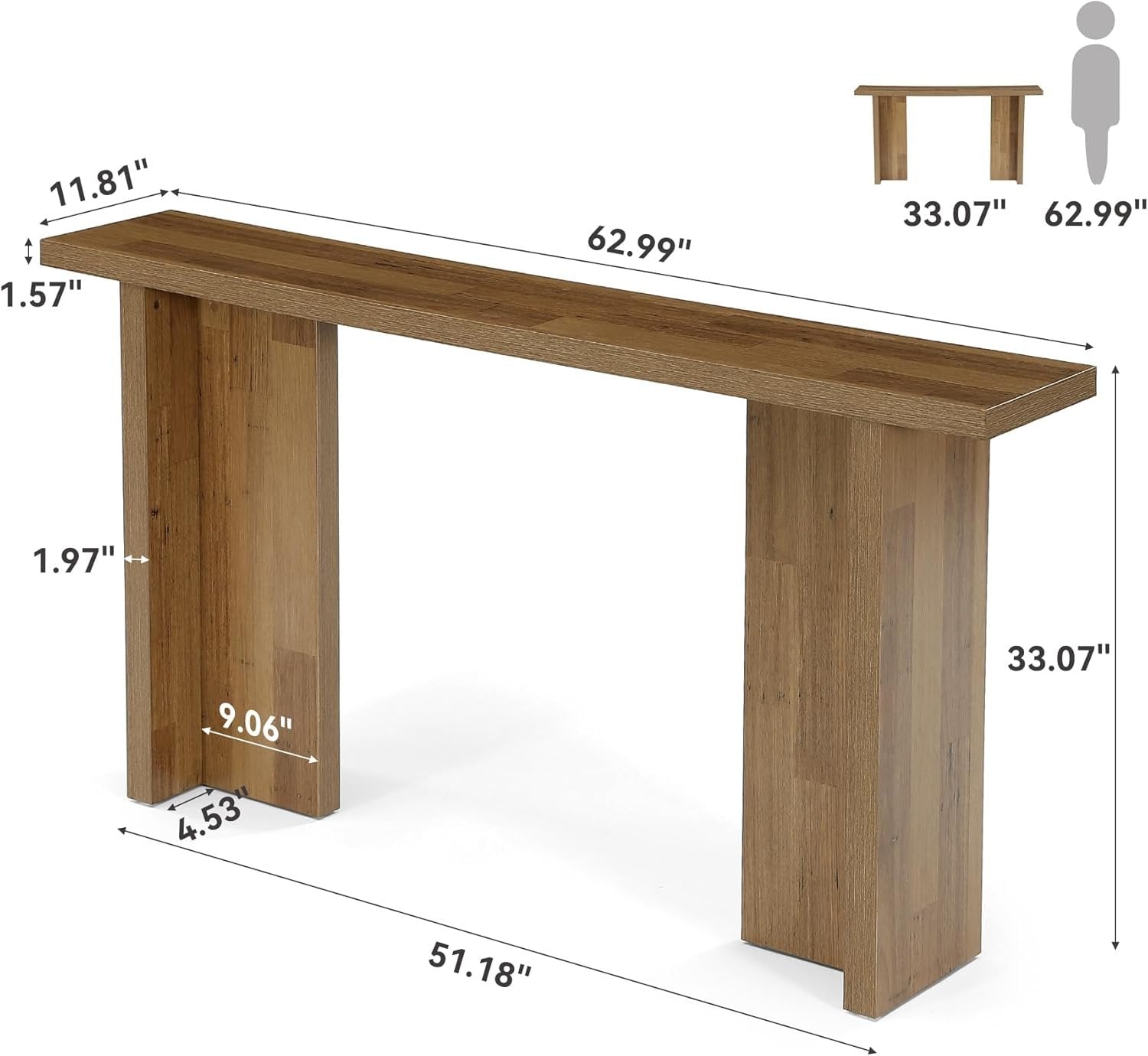 Tribesigns Table console de 160 cm, table de canapé rectangulaire pour entrée