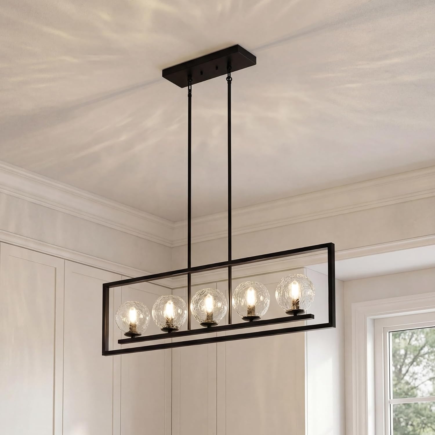 Tribesigns Suspension moderne à 5 lumières, Luminaire de plafond en métal réglable en hauteur
