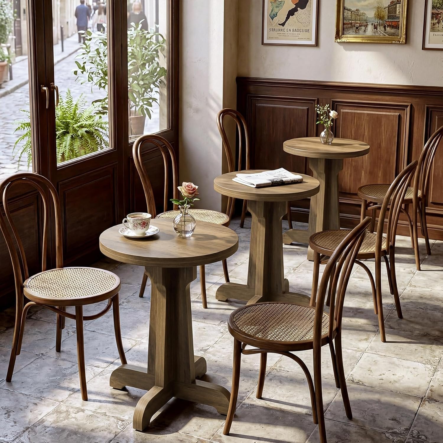 Tribesigns Table à manger ronde de 60 cm, table de bistrot stable avec plateau épais