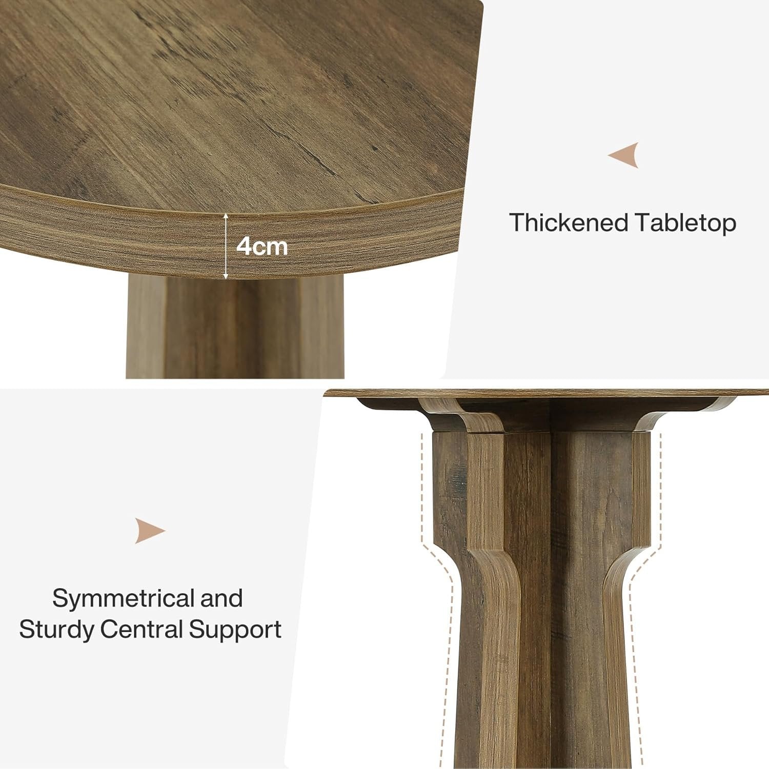 Tribesigns Table à manger ronde de 60 cm, table de bistrot stable avec plateau épais