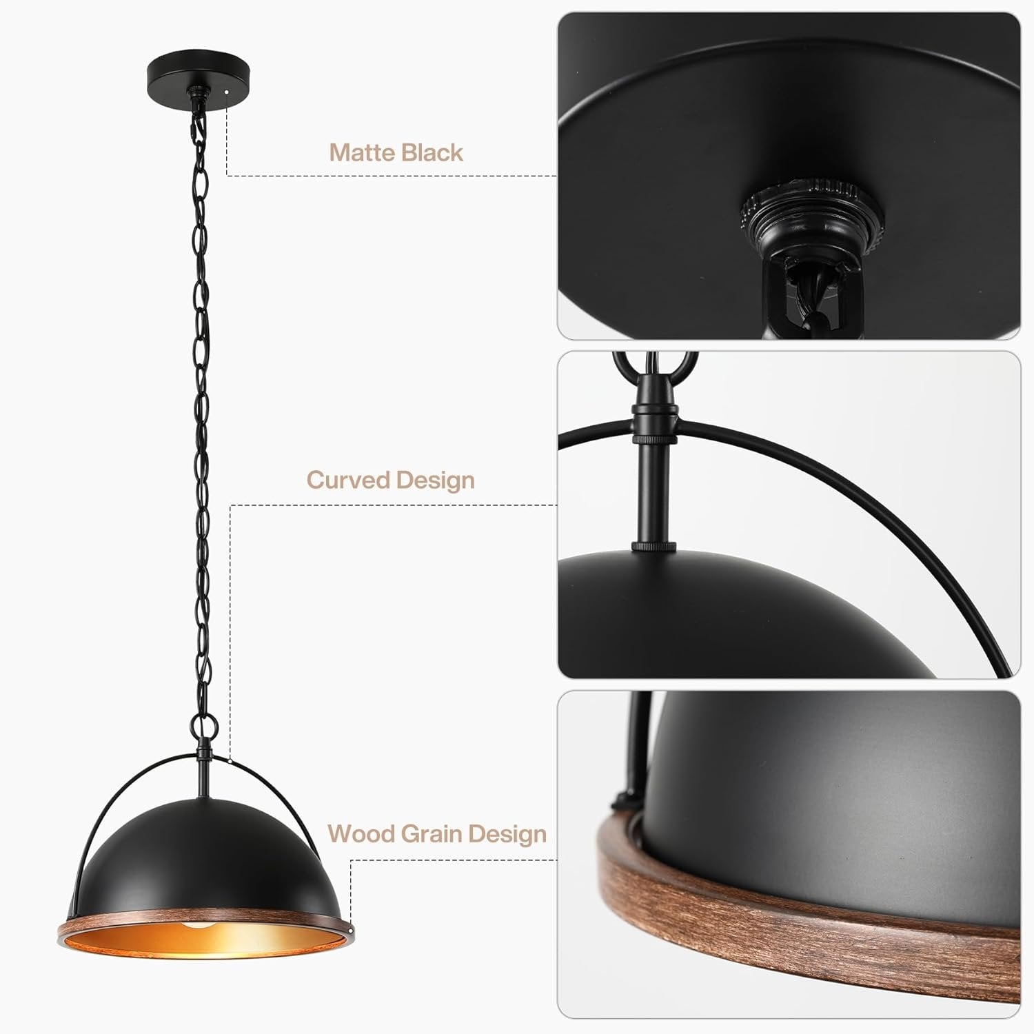 Tribesigns Suspension en métal, Luminaire suspendu vintage Ø33 cm, lampe de plafond industrielle réglable en hauteur, lustre en fer E27