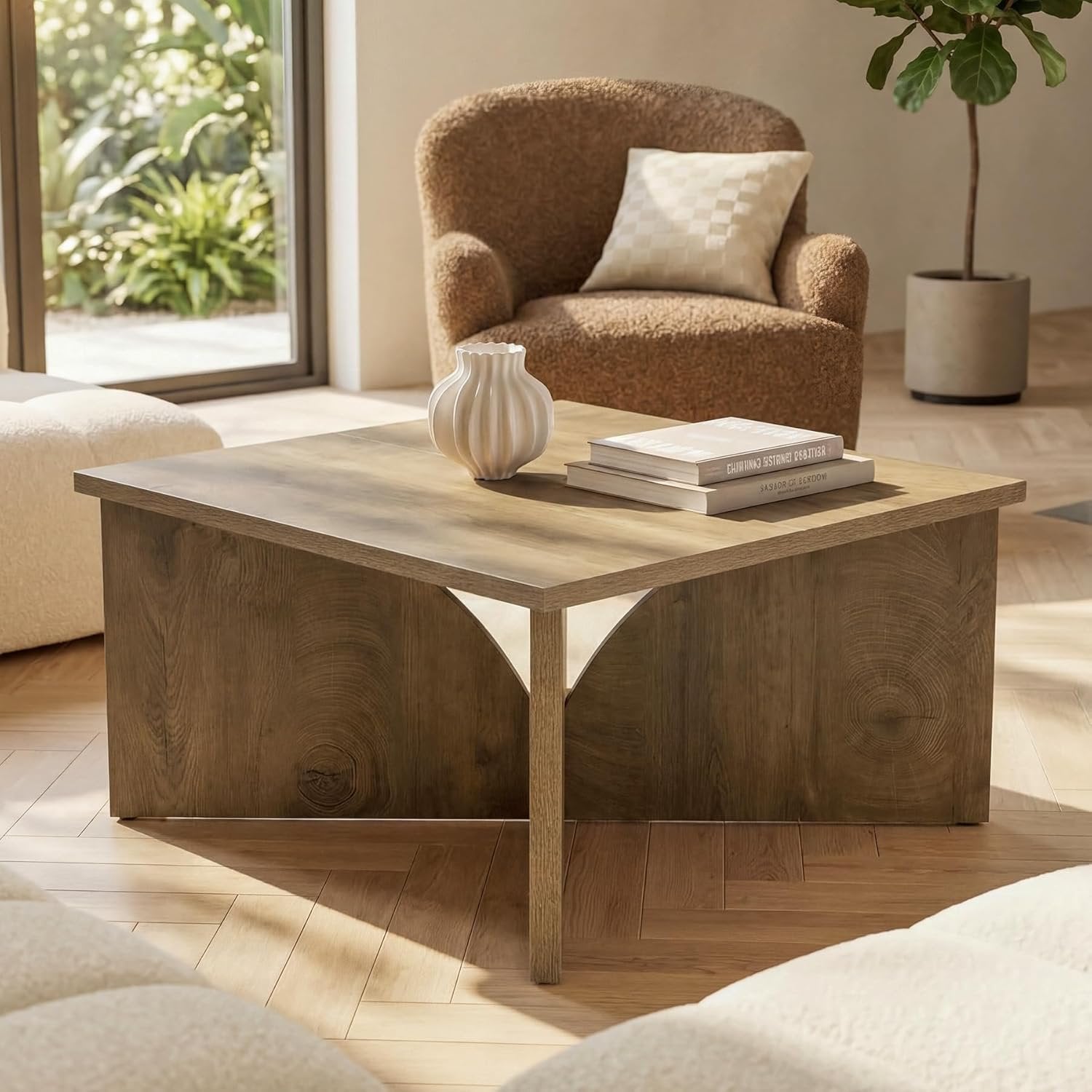 Tribesigns Table basse carrée de 80 cm avec pieds incurvés robustes pour salon