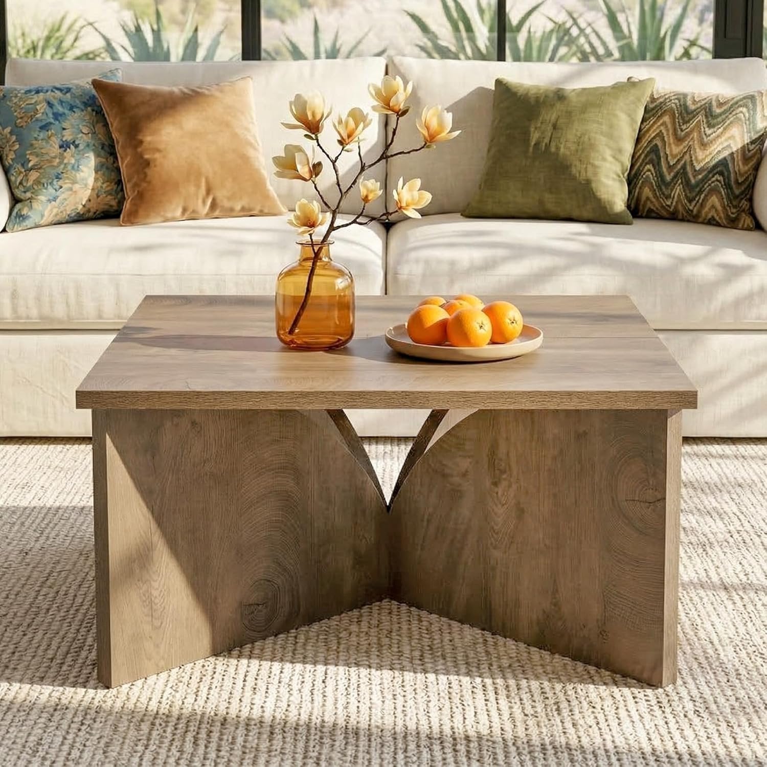 Tribesigns Table basse carrée de 80 cm avec pieds incurvés robustes pour salon