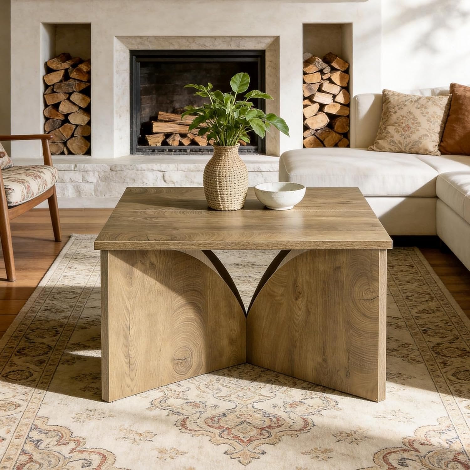 Tribesigns Table basse carrée de 80 cm avec pieds incurvés robustes pour salon