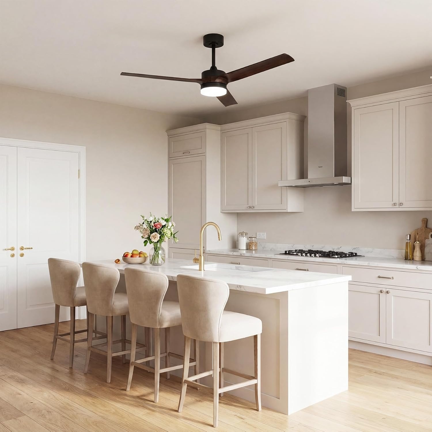 Tribesigns Ventilateur de plafond de 130 cm avec éclairage et télécommande, éclairage LED à intensité variable, fonction réversible, moteur CC silencieux