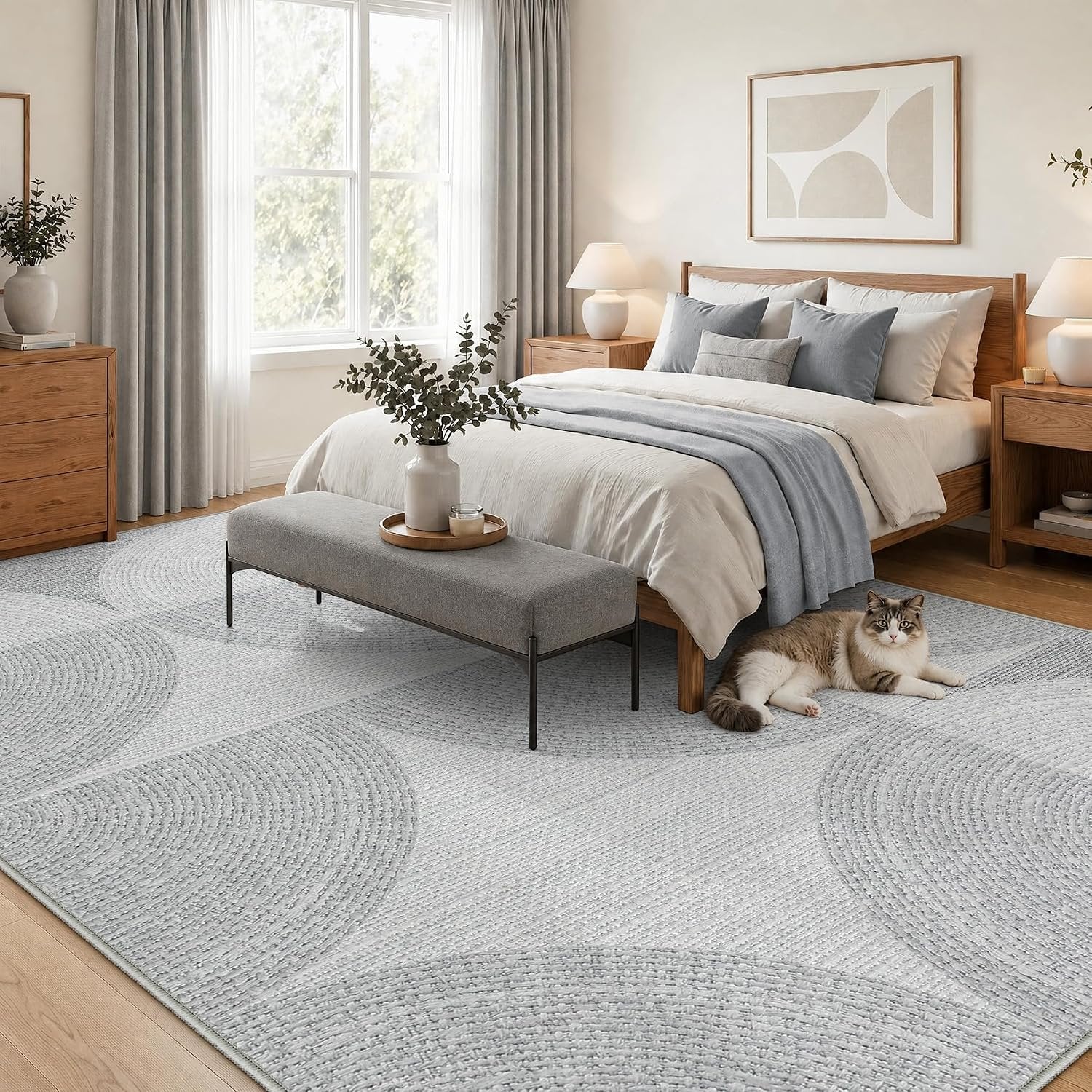 Tribesigns Tapis géométrique 160 x 230cm 200 x 300 cm, Tapis moderne minimaliste à poils courts