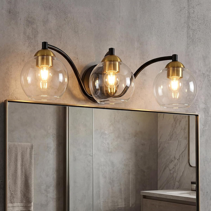 Tribesigns Applique Moderne pour Salle de Bain, 3 Globes en Verre, Structure Métallique, Dimmable, Culot E27