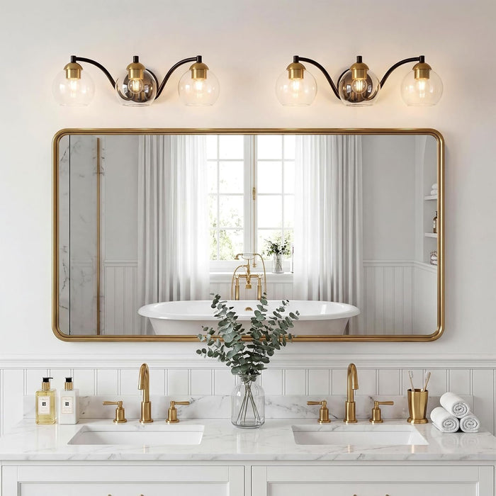 Tribesigns Applique Moderne pour Salle de Bain, 3 Globes en Verre, Structure Métallique, Dimmable, Culot E27