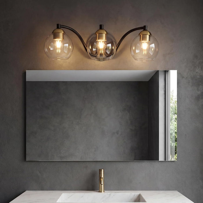 Tribesigns Applique Moderne pour Salle de Bain, 3 Globes en Verre, Structure Métallique, Dimmable, Culot E27