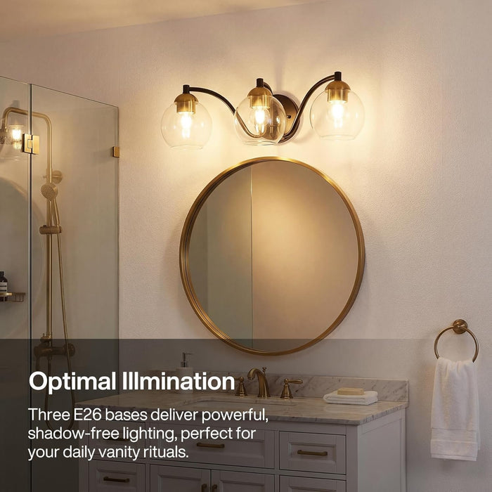 Tribesigns Applique Moderne pour Salle de Bain, 3 Globes en Verre, Structure Métallique, Dimmable, Culot E27