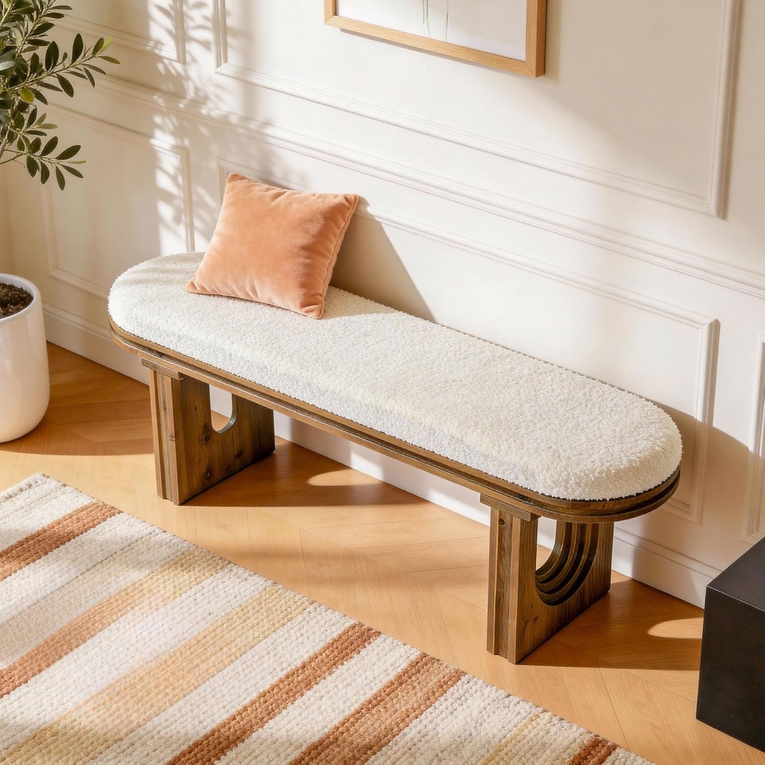 Banc en bois, Banc d'entrée moderne Banc à chaussures, 120 x 30 x 45 cm, Banc d'entrée rembourré
