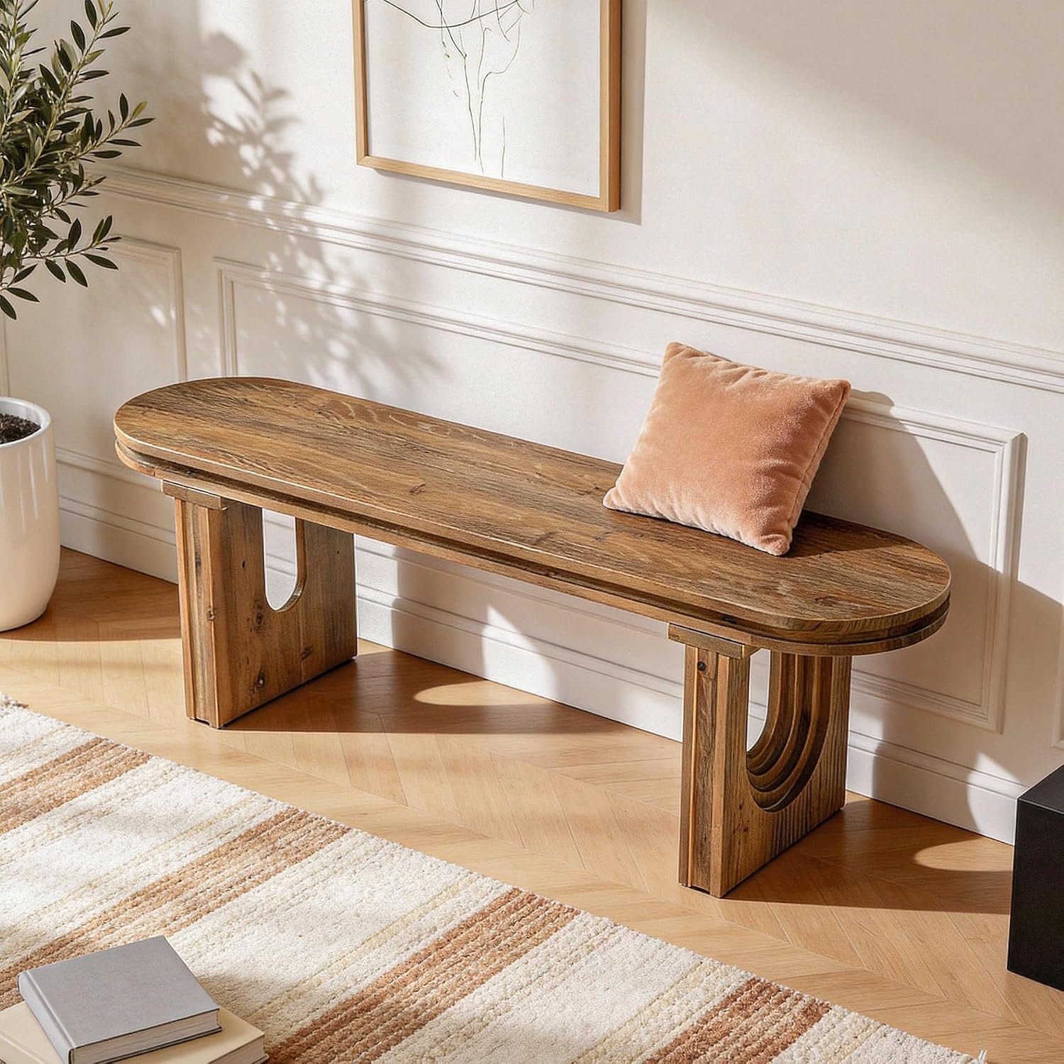 Banc en bois, Banc d'entrée moderne Banc à chaussures, 120 x 30 x 45 cm, Banc d'entrée rembourré