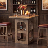 Tribesigns Table de bar carrée 80 cm avec 3 étagères, Table haute en bois pour cuisine, bar, salle à manger, bistro, petits espaces, appartement 3