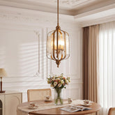 Tribesigns Suspension pour table à manger, lampe suspendue dorée vintage Ø27 cm, hauteur réglable 3