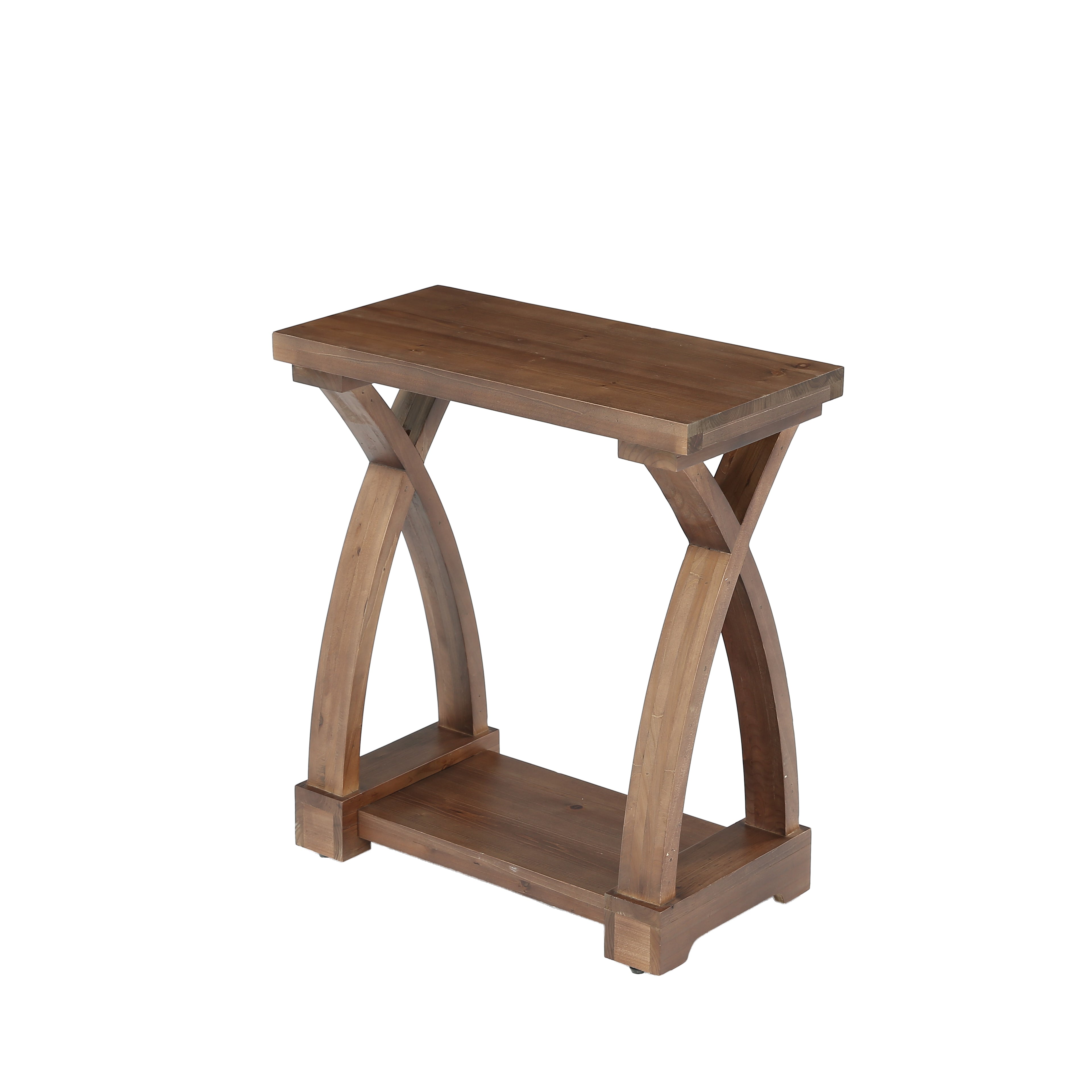 Tribesigns Table basse fine, Table d'appoint à 2 niveaux en bois massif