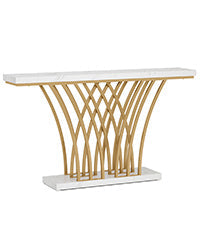 Tribesigns Table Console en métal doré, Table d'entrée moderne avec pied en forme de grille