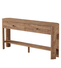 Console de 150 cm avec 2 tiroirs, Table d'entrée étroite et moderne avec étagère et rangement