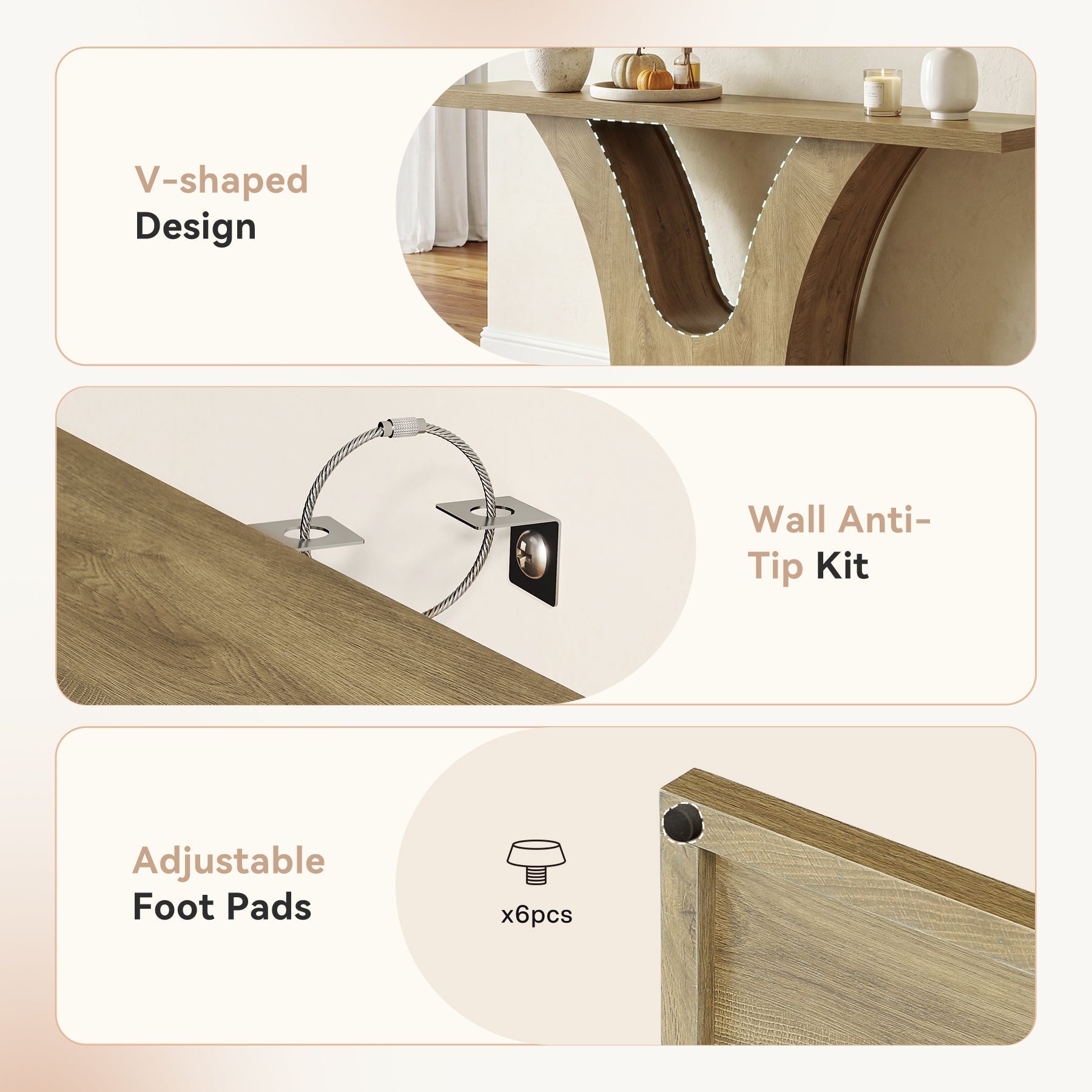 Tribesigns Smalle Console Tafel van 160 cm met V-vormige Basis, Moderne Gangtafel voor Hal en Woonkamer