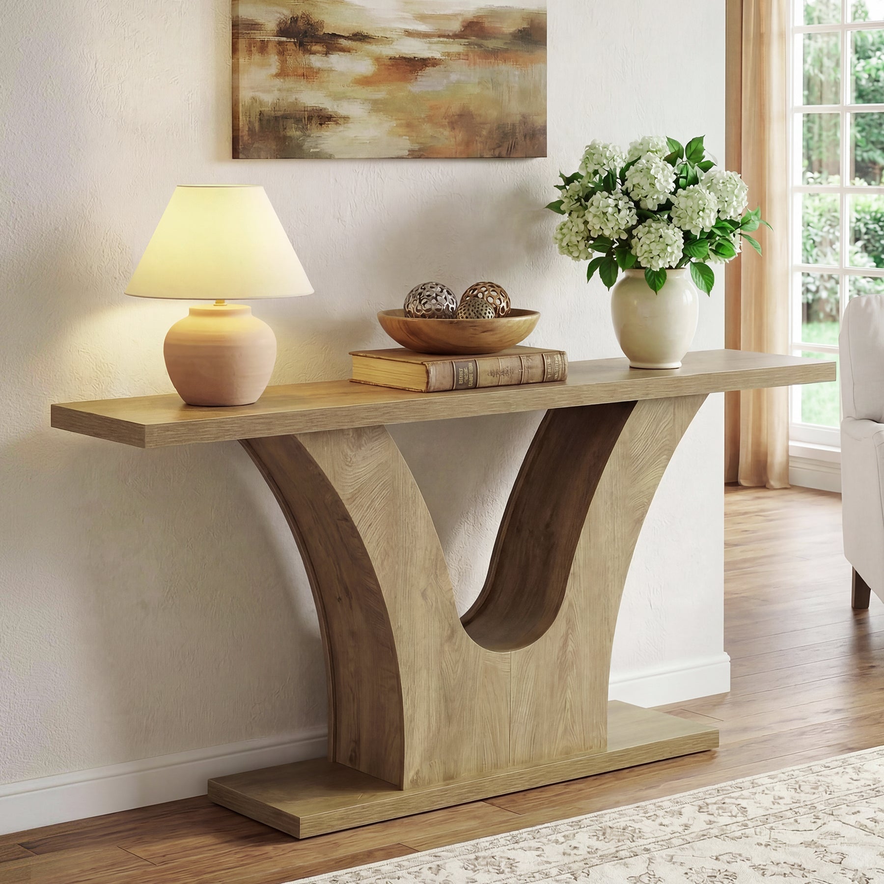 Tribesigns Smalle Console Tafel van 160 cm met V-vormige Basis, Moderne Gangtafel voor Hal en Woonkamer