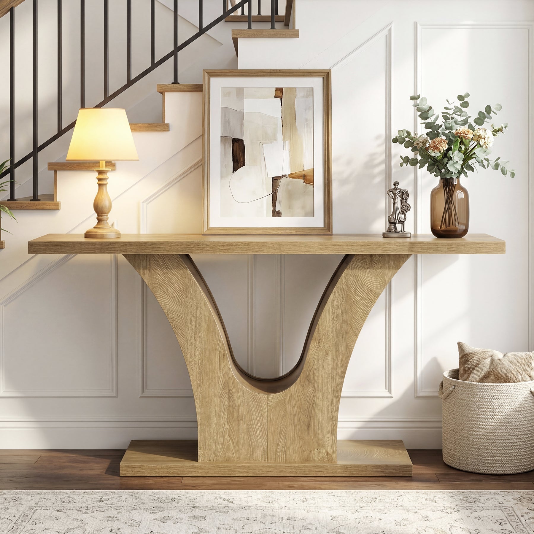 Tribesigns Smalle Console Tafel van 160 cm met V-vormige Basis, Moderne Gangtafel voor Hal en Woonkamer