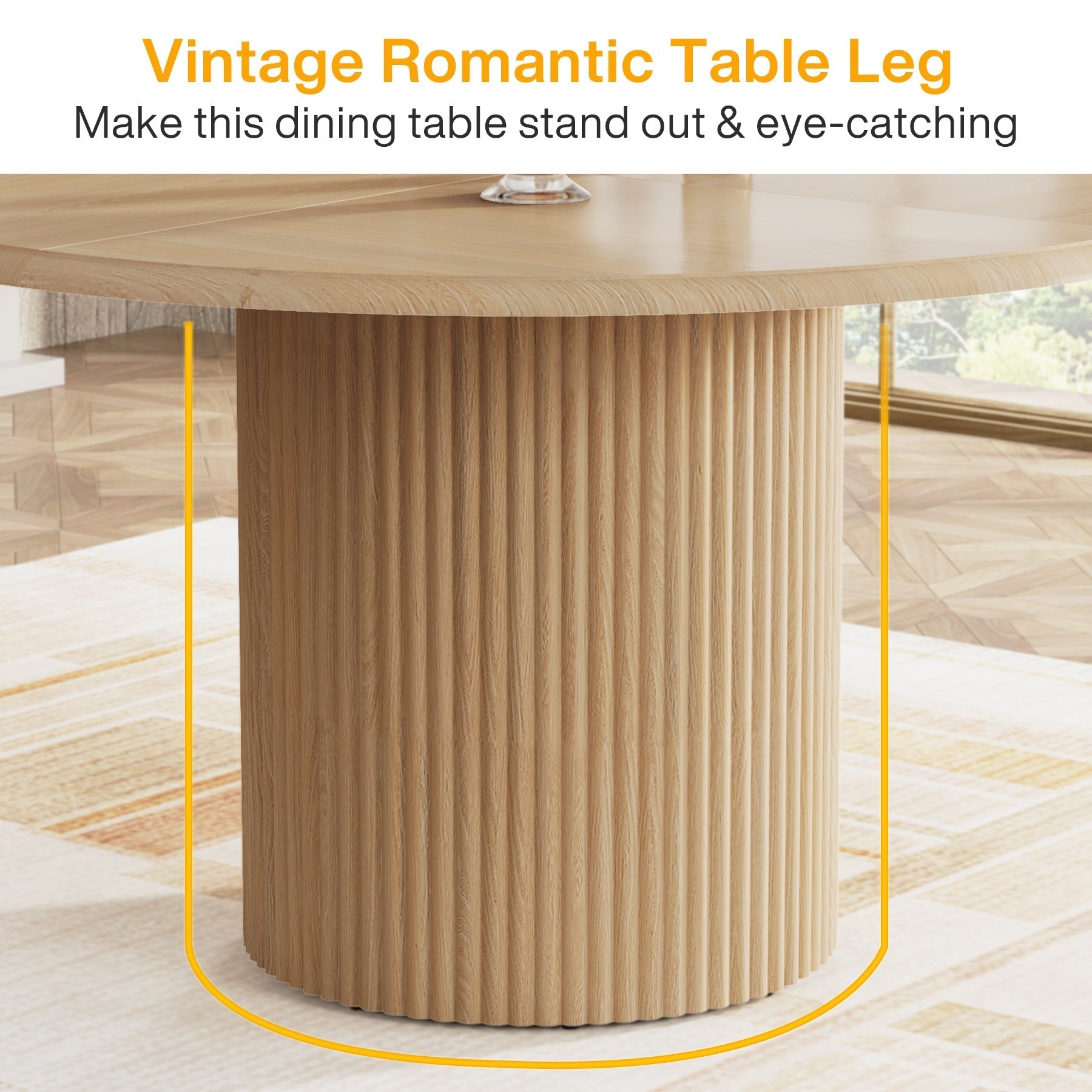 Tribesigns Table de salle à manger ronde, Table de cuisine de style campagnard de 120 cm avec piètement en métal pour 4 personnes