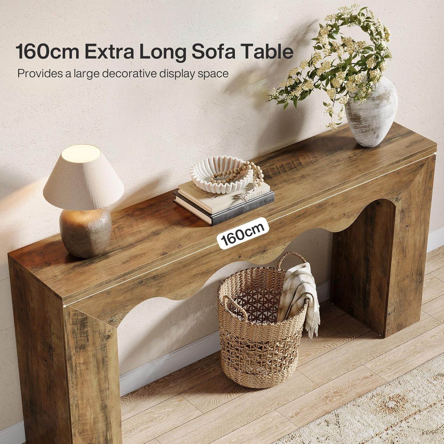 Tribesigns Golvende Console van 160 cm, Rustiek Ontwerp, Smalle Entreetable