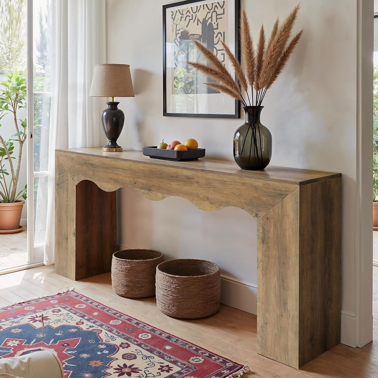 Tribesigns Golvende Console van 160 cm, Rustiek Ontwerp, Smalle Entreetable