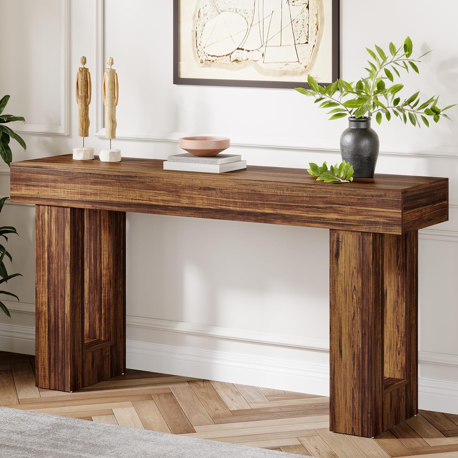 Tribesigns Table console de 160 cm, Table d'entrée de style ferme en bois