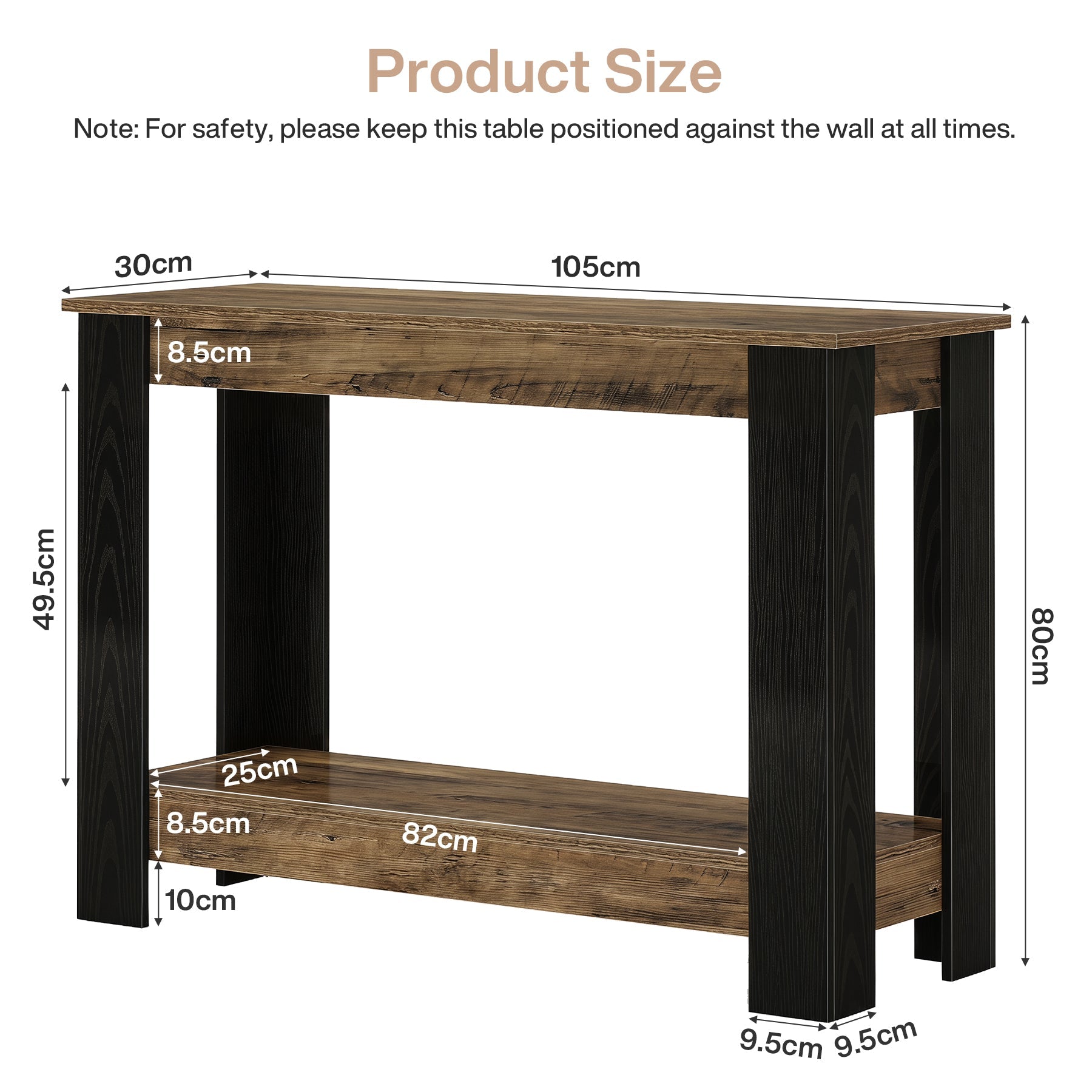 Tribesigns Console Étroite de 105 cm à 2 Niveaux, Idéale comme Table d’Entrée pour Salon