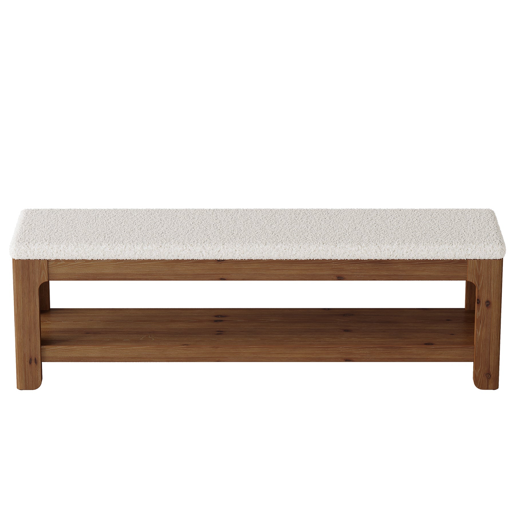 Tribesigns Banc Rembourré 140 cm en Bois Massif avec Étagère de Rangement