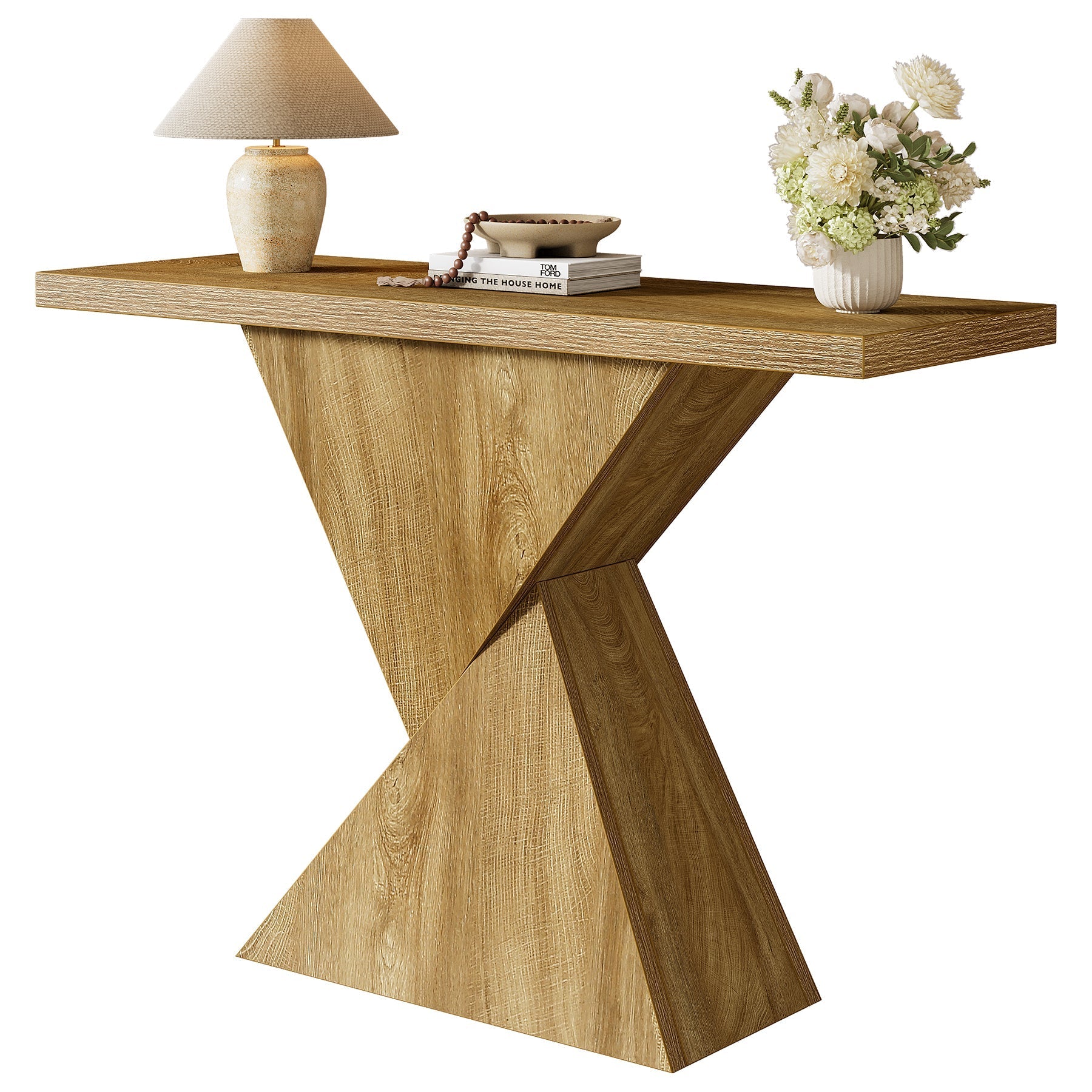Tribesigns Console géométrique de 105 cm, Table-banc étroite de style campagnard