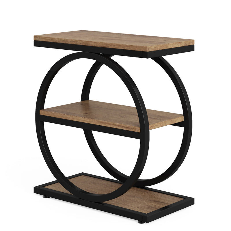 Tribesigns 3-laags Bijzettafel, Salontafel met Zwart Metalen Frame