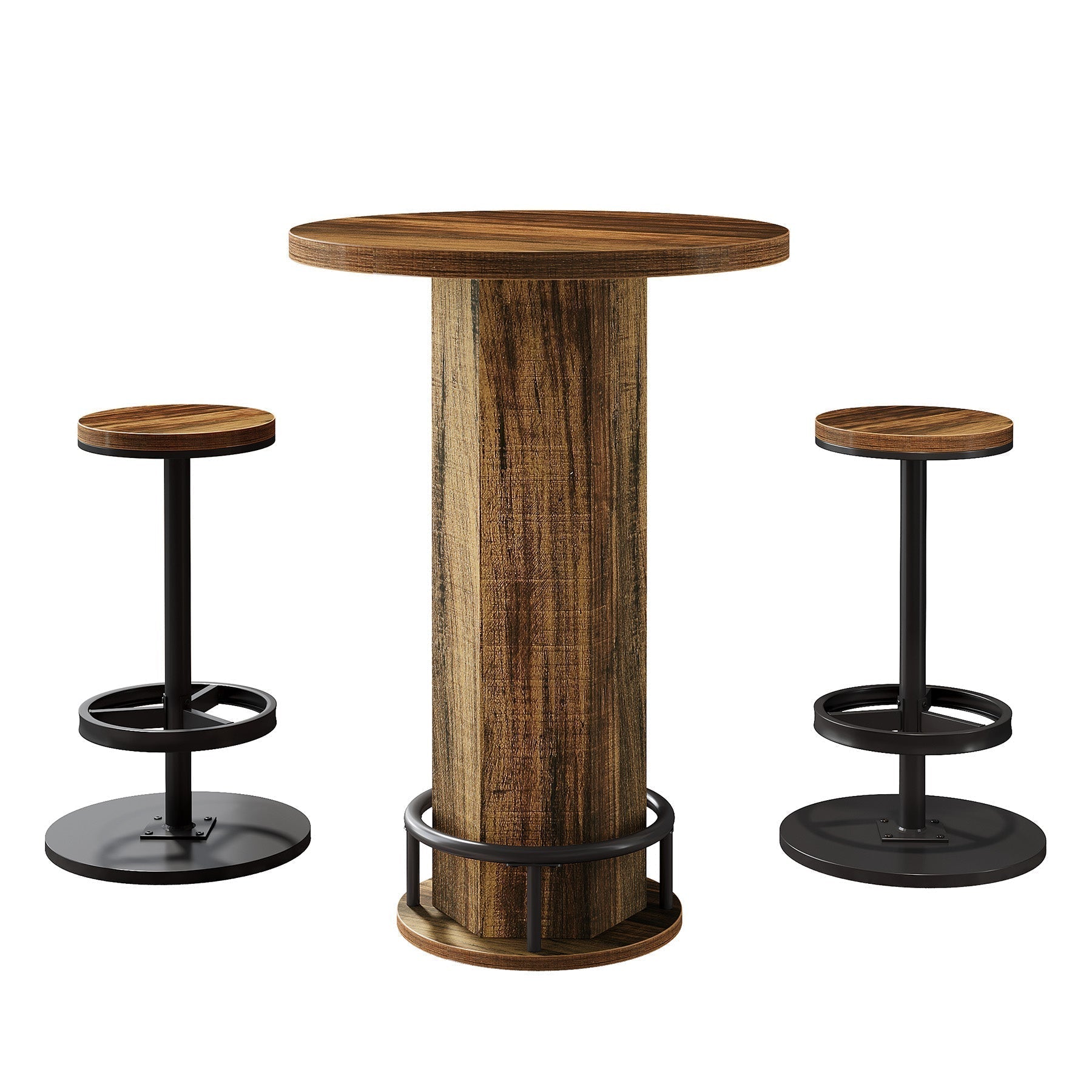 Tribesigns Ensemble bistro avec 2 tabourets de bar, Table basse de pub avec chaises